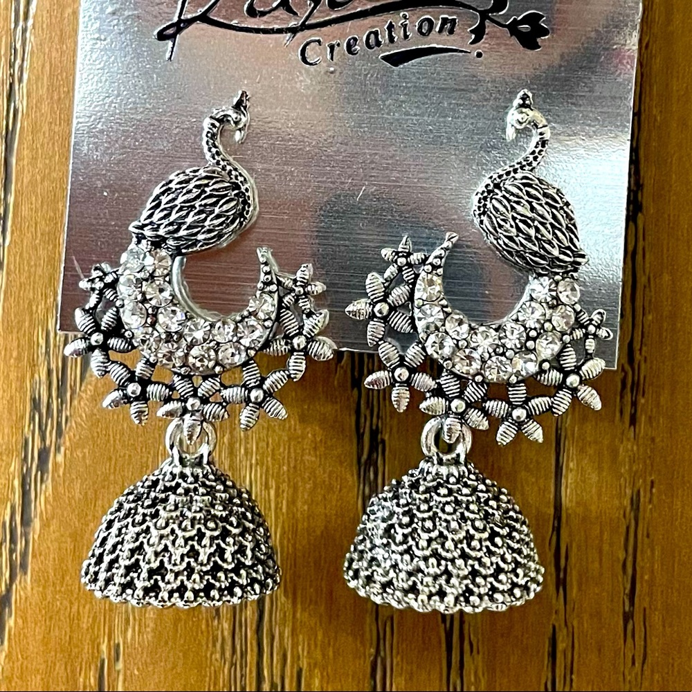Peacock metal ear rings / Indian jhumkas